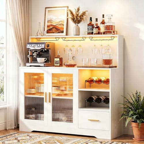Home Bar And Cabinet - Wine Bar Cabinet with LED Lights