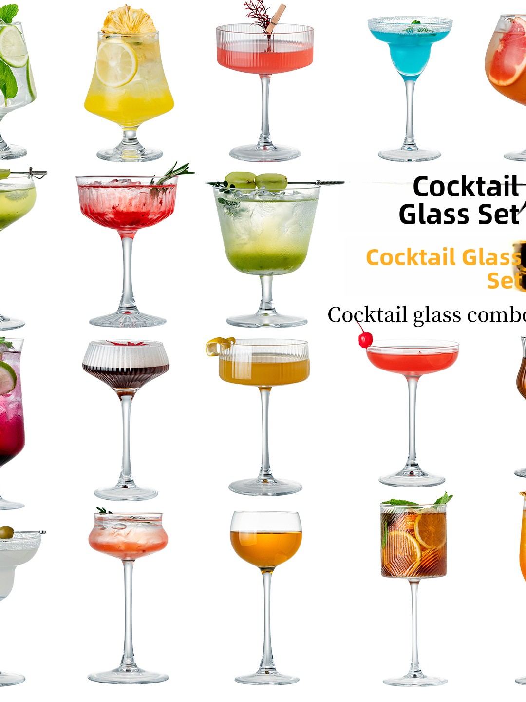 Highball Glass Set - Premium Crystal Glass Cocktail Set Vintage